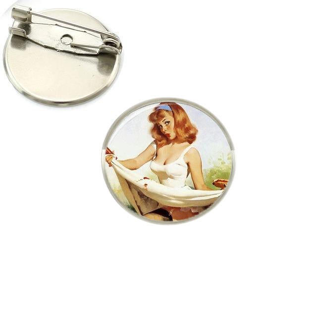 “Anna Anna Bo-Banna” Pinup Girl - Glass Brooch Pin