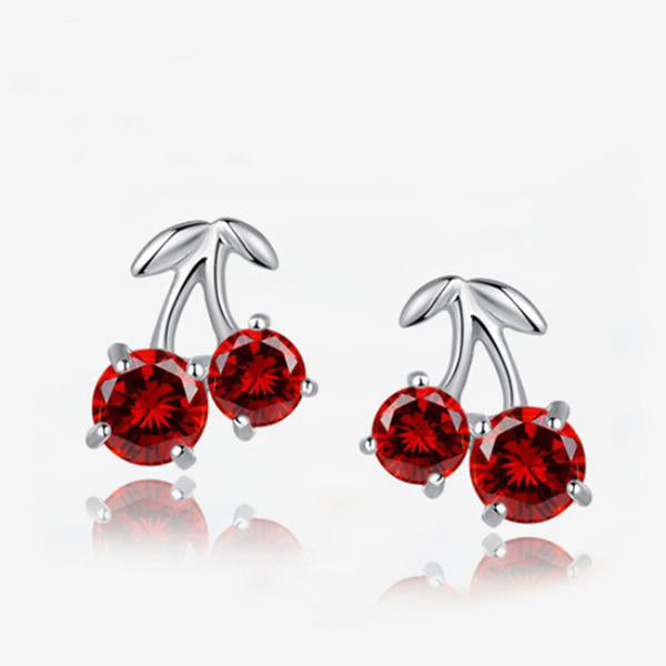 "Cherries Are Lucky...Aren't They? - Sterling Silver Earrings