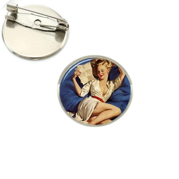 “Very, Very Mary-Lou” Pinup Girl - Glass Brooch Pin