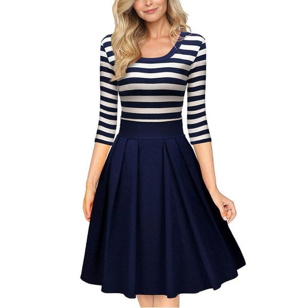 "Kinda Retro, But Not All The Way Retro" - Casual, Swing, Knee-Length Dress