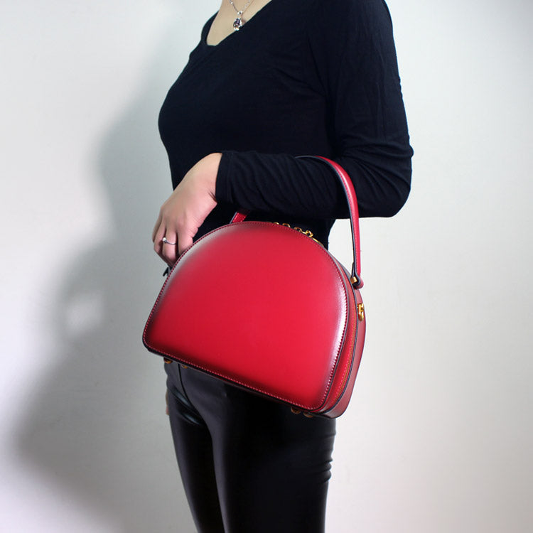 "Want Something From The Shops?" - European Leather Hand / Shoulder Bag (red)