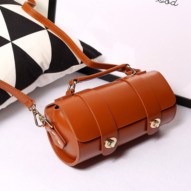 "Cylindrical Is Way Better Than Square" - Leather, Crossbody Shoulder Bag