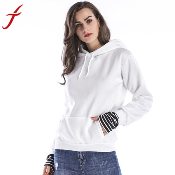 Feitong Hooded Sweatshirt Women Long Sleeve Casual Autumn Winter High Quality Pocket harajuku Hoodies Women Pullover White