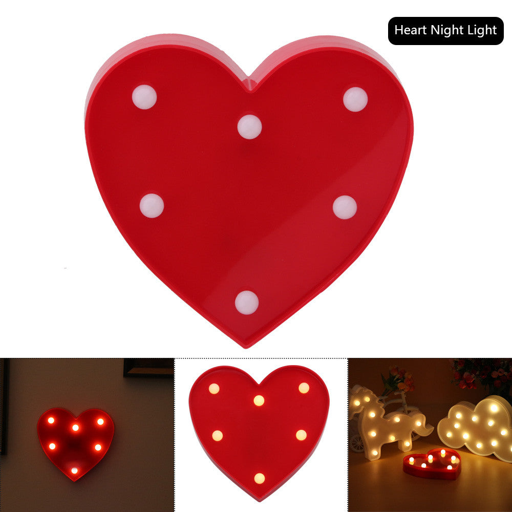 Heart Shape LED Night Light Warm White Bedside Lamp Table Light Battery Operated for Christmas New Year Party Decoration